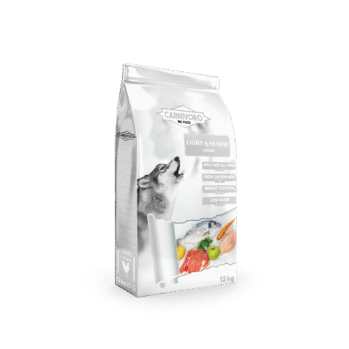 Pienso natural Carnívoro Light Senior con pollo desgrasado para perros mayores-www.ecomascota.com