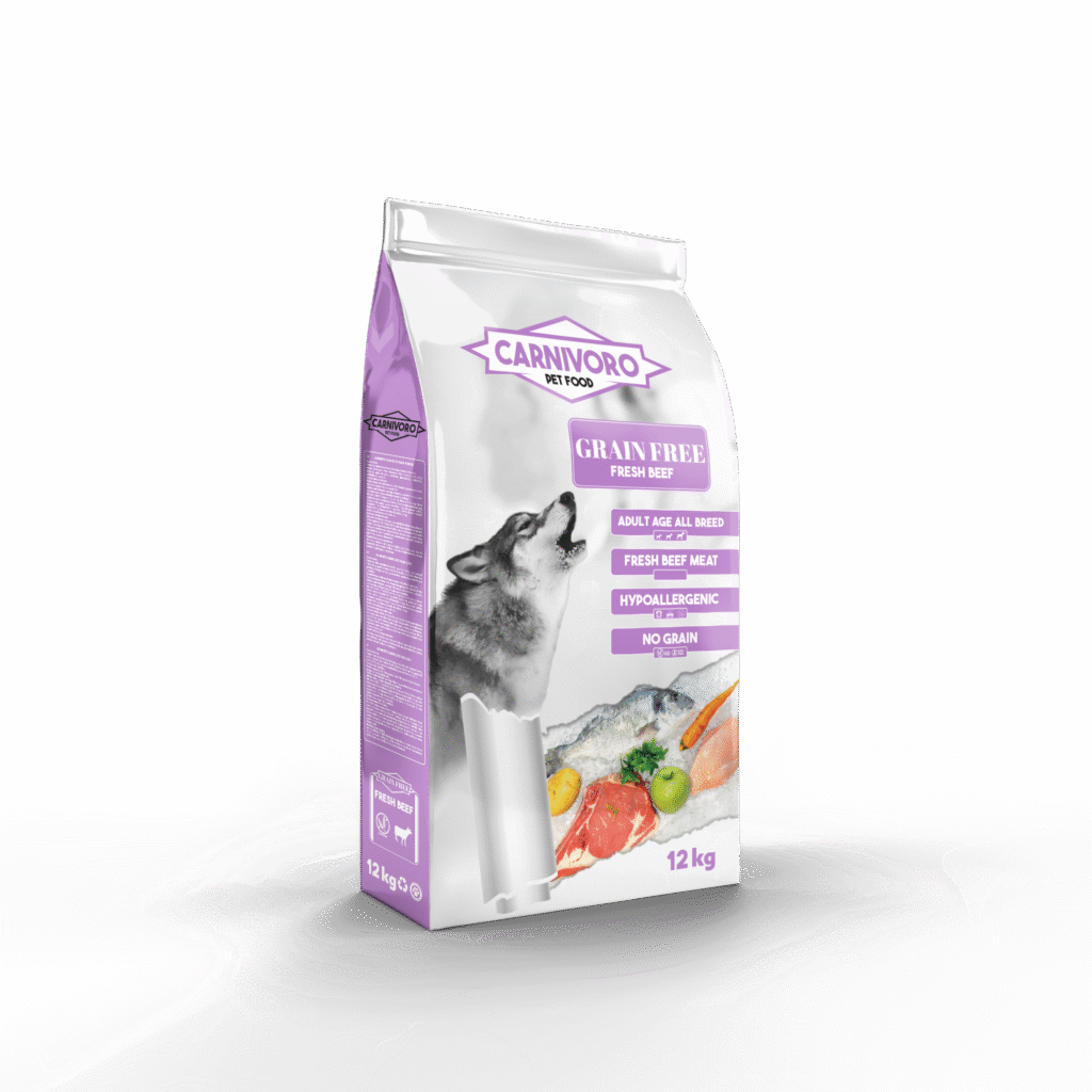 Pienso para perros,marca carnívoro,sin cereales de ternera,www.ecomascota.biz