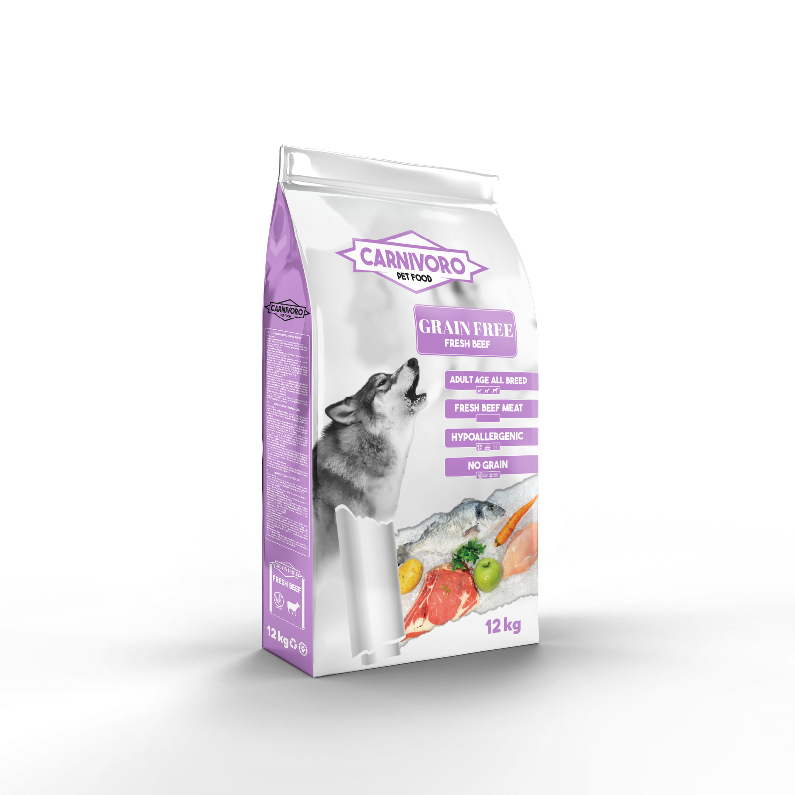 Pienso para perros,marca carnívoro,sin cereales de ternera,www.ecomascota.biz