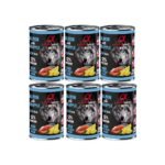 Pack de 6 latas Alpha Spirit salmón con piña 400 g – comida húmeda natural para perros sin cereales