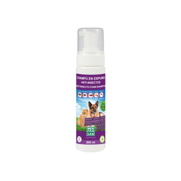 Menforsan Champu Espuma Anti-insectos Margosa, Geraniol, Lavandino 200ml