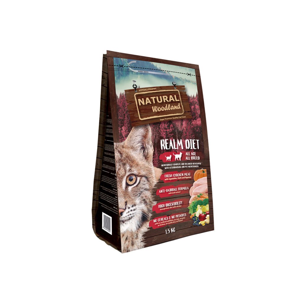 “Saco de pienso Natural Woodland Realm Diet para gatos, alimentación natural premium para gatos adultos”