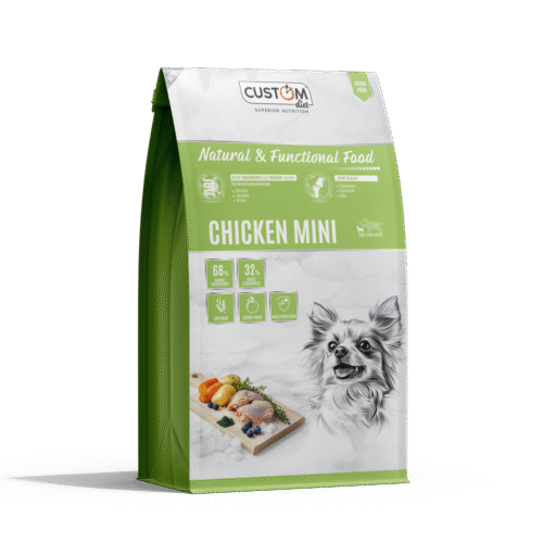 Pienso natural Custom Chicken Mini con pollo fresco y aceite de salmón para perros de razas pequeñas