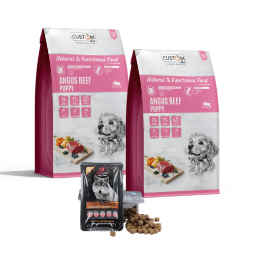 “Dos sacos de pienso Custom Diet Puppy Ternera para cachorros, alimento natural sin cereales en formato 2 x 10 kg”